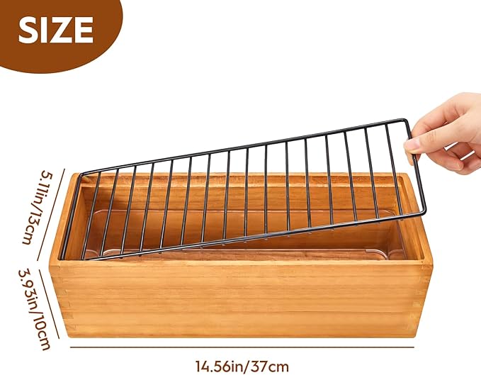 MEESS RCLH Wooden Cat Grass Planter,Cat Grass Kit for Indoor Cats with Anti-Digging Grid, Potting Soil Disks,Watering Bottle and Removable Plastic Liner,Wheat Grass Growing Pot
