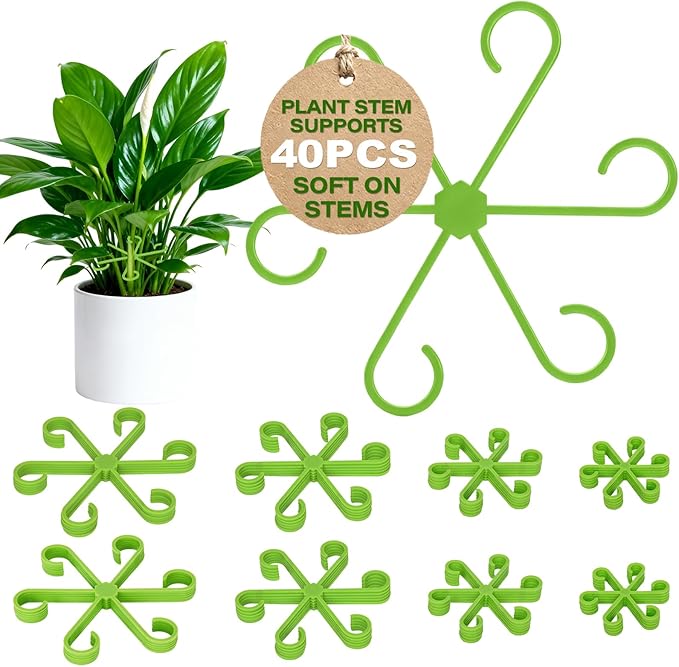 40PCS Plant Stem Support, Plant Support for Indoor Plants, Reusable Plant Support Clips, Climbing Houseplant Stem Holders, Indoor Plants Accessories