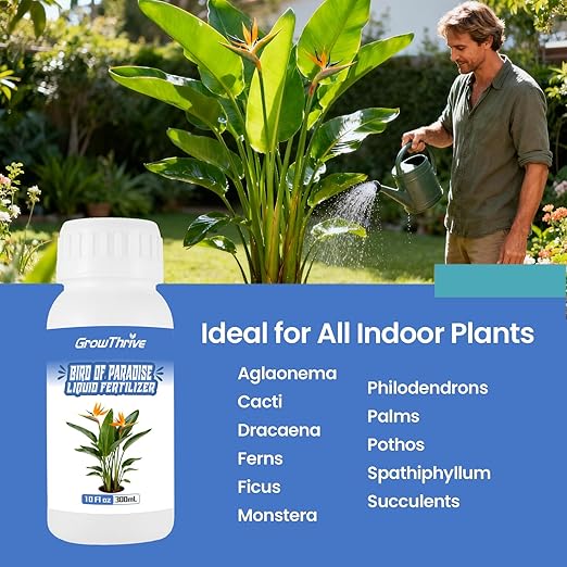 Bird of Paradise Liquid Fertilizer, 10 oz Natural Plant Food for Indoor & Outdoor Bird of Paradise, Organic Probiotic Formula for Bigger Leaves, Brighter Blooms & Strong Root Growth