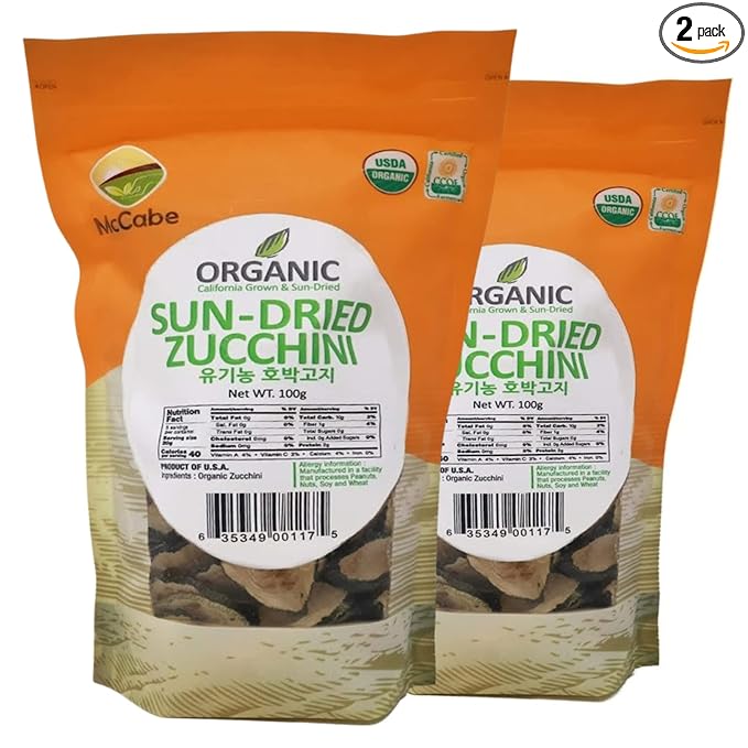 McCabe Organic Sun-Dried Zucchini - Organic Dehydrated Zucchini | Rich with Fiber & Minerals | USDA and CCOF Certified | Product of USA | 100g Pack of 2