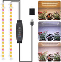 RWNTAO Two Strip Growing Lamp for Indoor Plants, Red & 3000K & 6000K Full Spectrum LED Grow Light Strips with Auto ON/Off 3/9/12H Timer,10 Dimmable Levels for Green House Succulent (13 in)