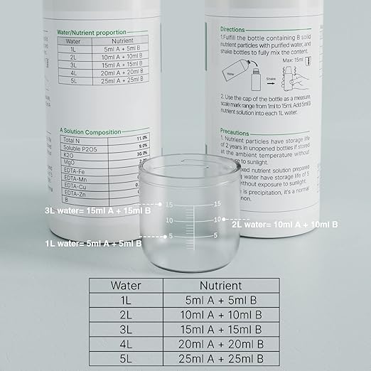 Hydroponic Nutrient Plant Food Supplies - MUFGA Suitable for Both Hydroponics Growing System and Soil Planting, Compatible with All Indoor Herb Garden Plants Accessories