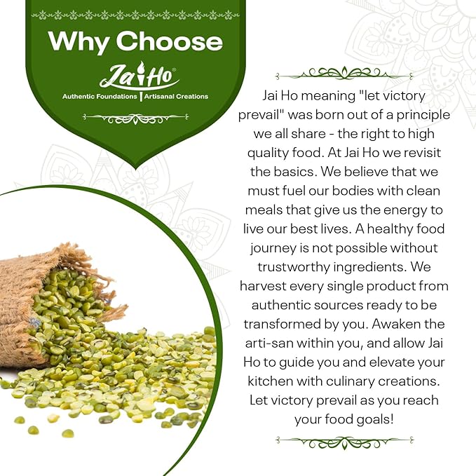 Jai Ho Certified Organic Moong 4 lb - Mung Beans Whole for Sprouting and Cooking - USDA Organic | Non-GMO | Chemical-Free | Premium Quality Kosher | (Whole Moong (Mung Bean))