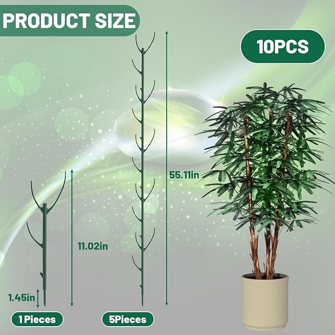 10PCS Monstera Plant Support Set, Plant Stakes for Indoor Plants, Plant Support, Suitable for Support Climbing Plants, Stabilize Potted and Plant Pile Decoration