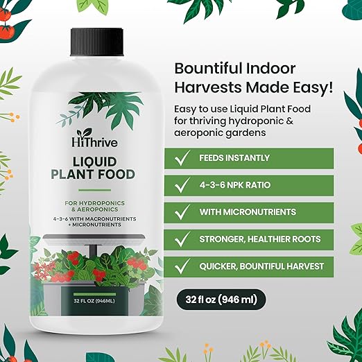 32oz Aeroponics & Hydroponics Liquid Plant Food - Up to 96 Feedings - Rich in Hydroponic Nutrients, Ideal Hydroponic Plant Food & Liquid Fertilizer for Indoor and Outdoor Hydroponics Growing Systems