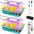 96 Cells Self-Watering Seed Starter Tray with Grow Light, Seed Starter Kit with Adjustable Humidity Dome, Seed Starting Trays Plant Starter Kit for Seeds Growing Starting, Indoor Gardening, Greenhouse