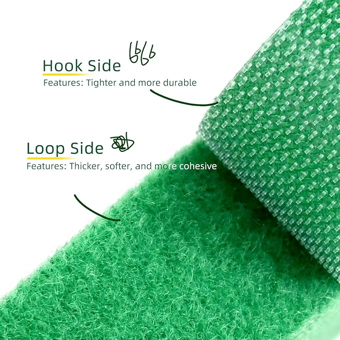 Green Plant Tape for Climbing Plants - Strong-Grip Reusable Garden Tape & Adjustable Plant Supports Ties for Outdoor Plants Growth (32.8 ft x 0.6 inch)