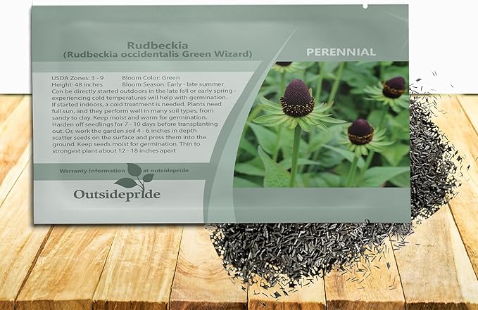 Outsidepride Green Wizard Rudbeckia Seeds - 100 Pcs. Perennial, Easy to Grow & Self-Seeding Flower Seeds for Planting Grenn Blooms, for Low Maintenance Pollinator Gardens & Erosion Control