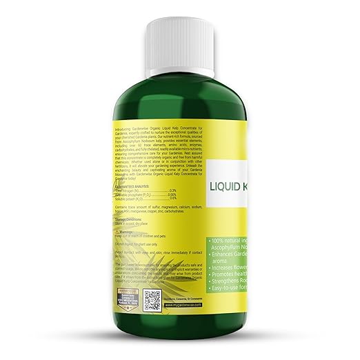 Organic Premium Kelp Seaweed Fertilizer for Gardenia - Liquid Fertilizer - Liquid Plant Food - Nutrient-Rich Soil Enhancer - Natural Plant Food for Gardenia Plant (8 OZ)
