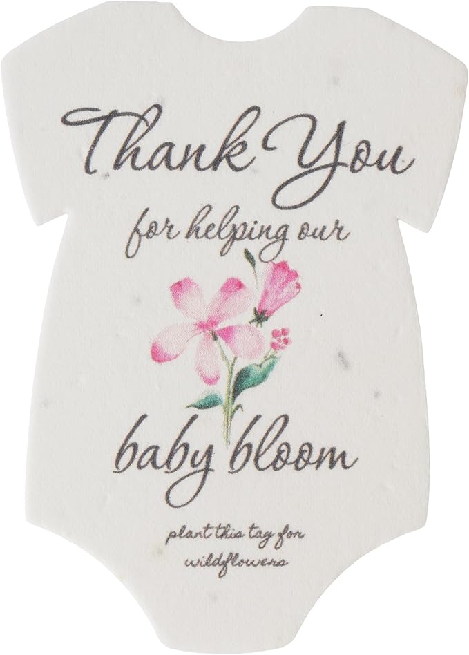Onesie Seed Paper – 15pcs Pink Plantable Wildflower, Writable & Plantable Gift for Moms, Parents, & Plant Lover, Ideal for Gender Reveal, Baby Shower, Baby’s Birthday, & Other Celebrations