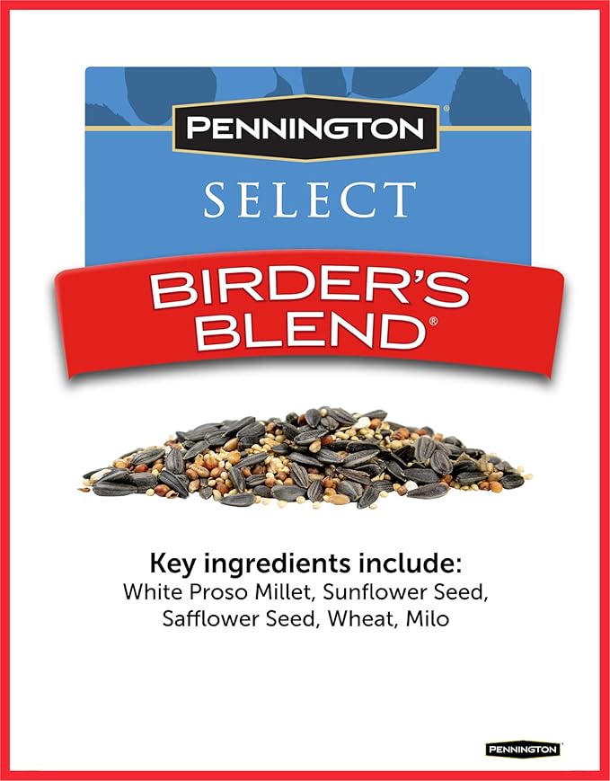 Pennington Select Birder's Blend, Wild Bird Seed Mix, Wild Bird Seed for Outside Feeders, 15 lbs