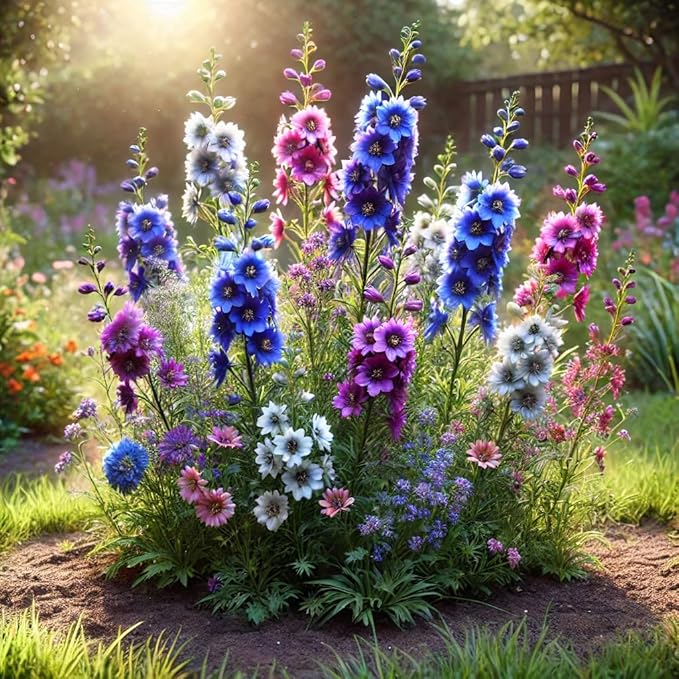 Delphinium Dwarf Mix Seeds – Delphinium Elatum | Perennial | Compact, Colorful Blooms for Borders & Containers