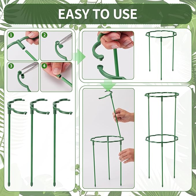 24 Pack Plant Support Stakes Sets - Versatile Plant Cages, Stackable Garden Flower Support， Small Plant Stakes for Indoor Plants,Tomato,Monstera, Peony, Hydrangea, Climbing Plants