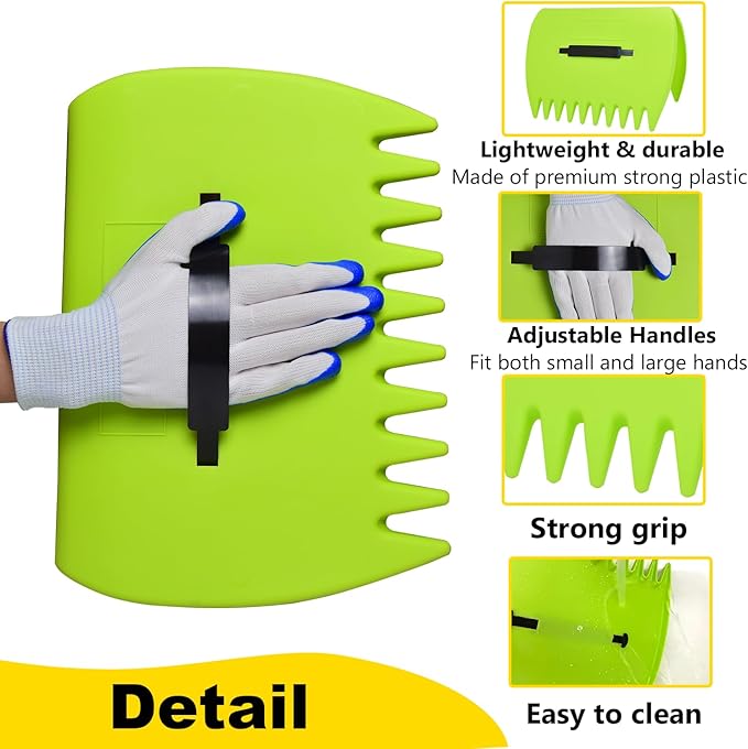 Leaf Scoops Hand Rakes, Leaf Scoops and Claws with Gloves, Lightweight Plastic Leaf Scoop, Large Leaf Grabbers for Picking Up Leaves, Clippings, Grass(1 Set, Green)