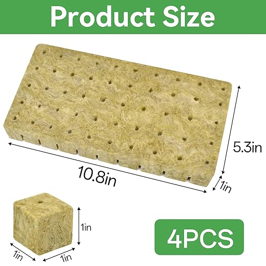 Halatool 200PCS 1 Inch Rockwool Cubes - Rock Wool Seed Starter Plugs for Seedling Starter, Hydroponic Gardening, Soilless Cultivation & Plant Cloning (4Sheets)