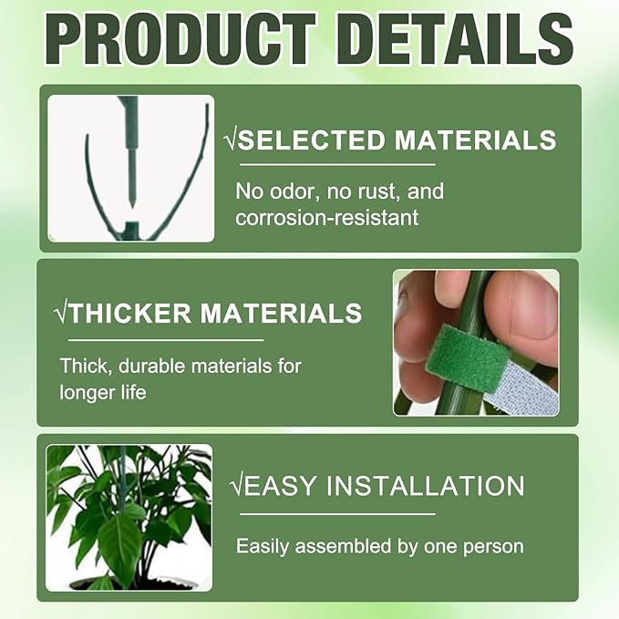 10 Pack Stackable Plant Support Stakes,Plant Cage Support Rings,Climbing Plants Support Structures for Indoor & Outdoor Use,Garden Accessories(10 Pack)