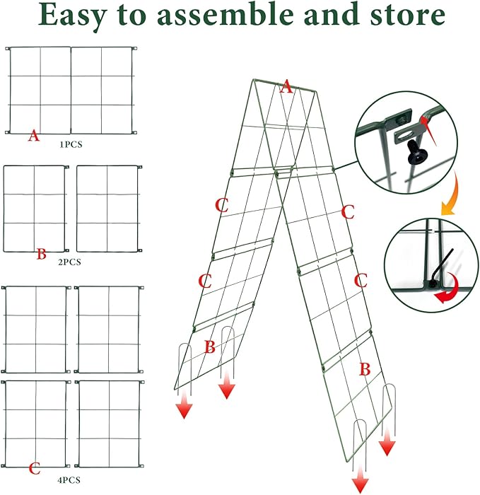Cucumber Trellis for Raised Garden Bed, Easy-to-Assemble Sturdy Metal Garden Trellis for Climbing Plants – Outdoor Plant Support for Cucumbers, Beans, Zucchini, Tomatoes, Pumpkins & More!