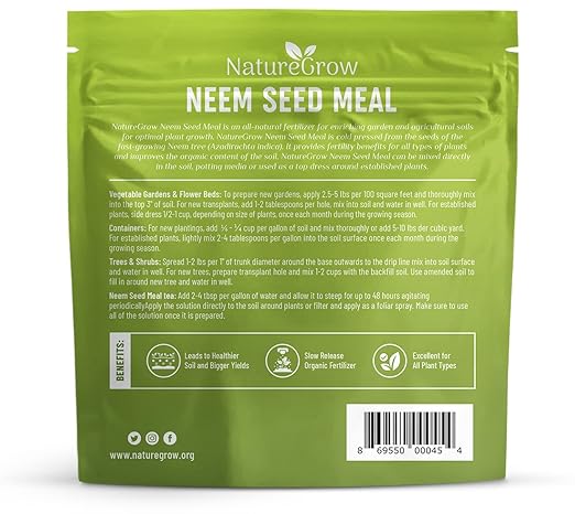 Neem Seed Meal - Organic Fertilizer for Healthy Plant Growth and Soil Health 3LB