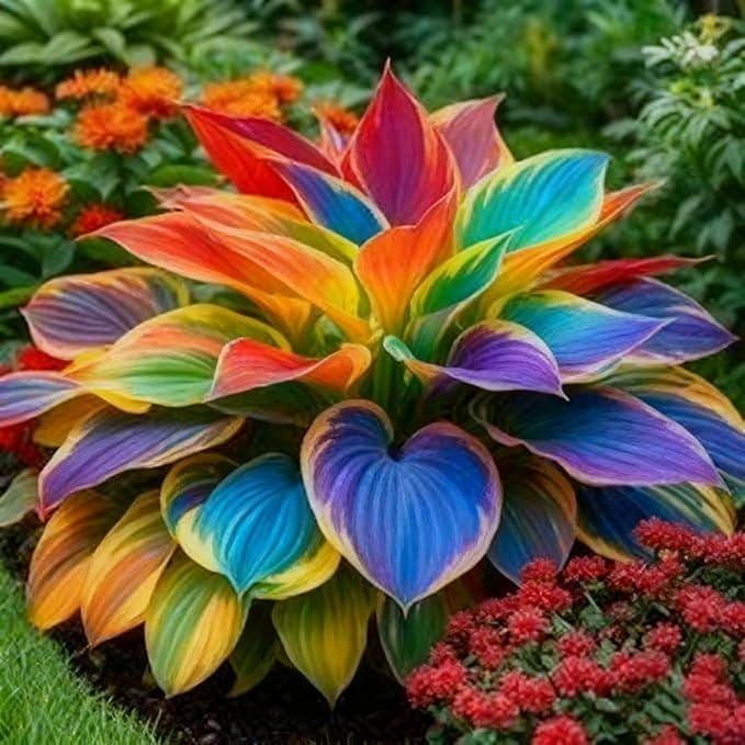 375+ Rainbow Hosta Seeds Heart Shaped Leaves, Hostas Seed for Planting Drought Tolerant Colorful Hosta Plants Outdoor Garden