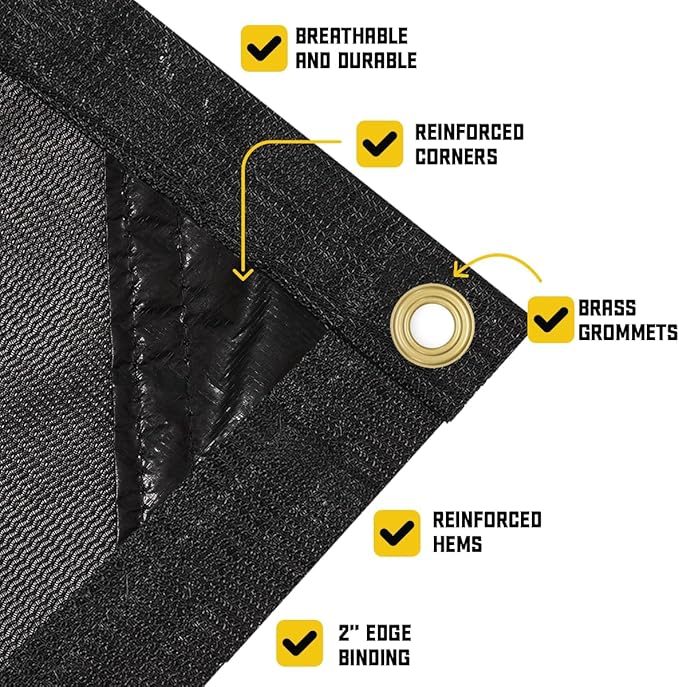 Core Tarps 60% Black Shade Cloth with Grommets - 4 X 15 FT Heavy Duty Mesh Tarp - Sun Shade Cloth for Garden Vegetables Plants Greenhouse Outdoors Backyard Fences Dump Trucks Patio Mesh Shade Tarp