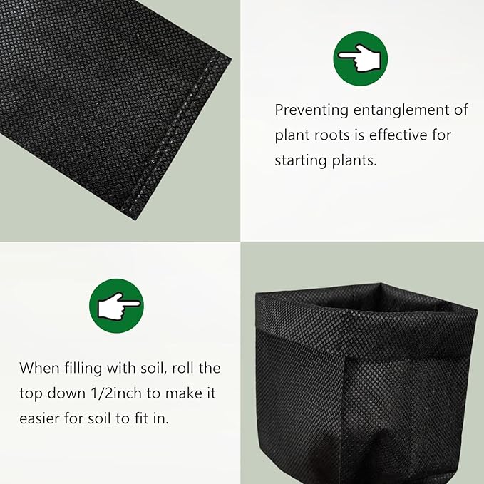 Belit 1.5 Gallon Plant Nursery Bags, 50 Pcs Non-Woven Grow Bags for Vegetable, Flower, Starting saplings