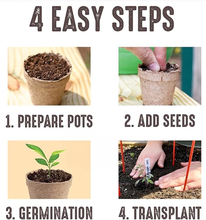 Jiffy Seed Starting Pots - Biodegradable, Ideal for Seedlings - 5 in, 24 Pack - Peat