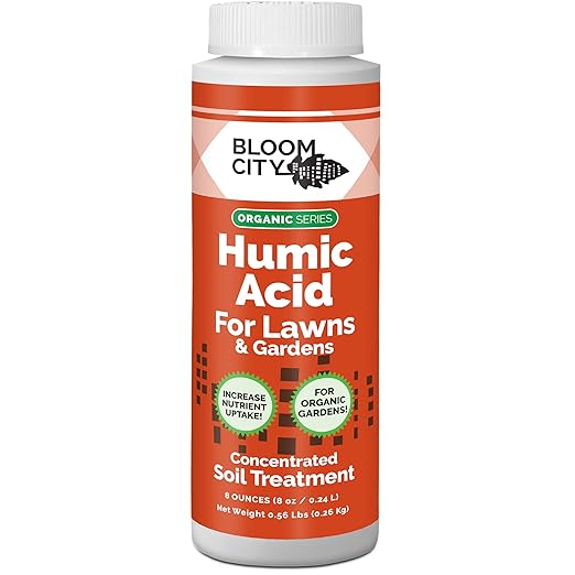 Organic Liquid Humic Soil Health Formula, Great for Houseplants, Gardens and Lawns, by Bloom City, 1/2 Pint (8 oz) Concentrated Makes 30+ Gallons