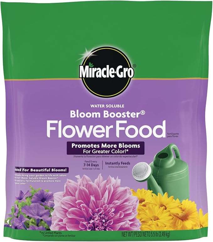 Miracle-Gro Water Soluble Bloom Booster Flower Food, Plant Food for Annual and Perennial Flowers, In-Ground and Container Plants, Roses, Hydrangeas, Hibiscus, 5.5 lb.