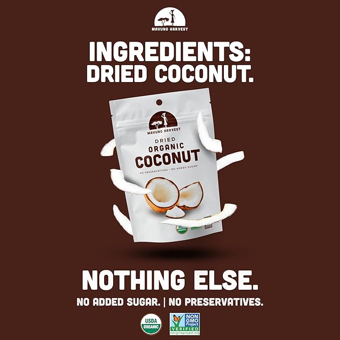Mavuno Harvest Organic Dried Fruit Variety Pack | Dried Mango, Coconut, and Dates | Healthy, Vegan, No Sugar Added, Non GMO Snacks for Kids & Adults | 2 Ounce, Pack of 3