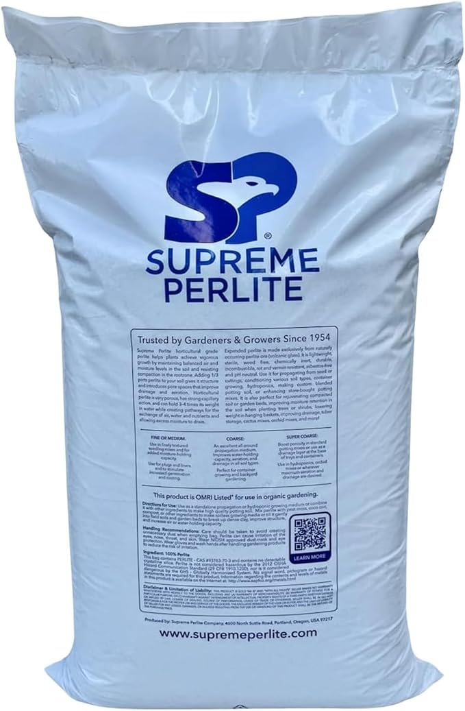 Supreme Perlite Coarse Horticultural Perlite for Potting Soil, Seed Starting, Propagation, Organic Gardening & Soil Aeration, 4 Cu Ft Bag