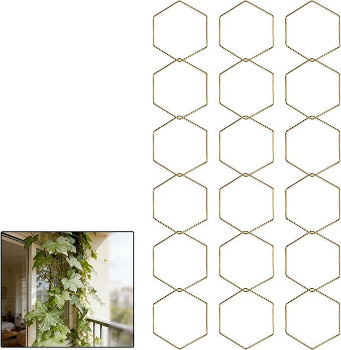 Wall Trellis Indoor, Garden Trellis Plant Accessories Sturdy Wall Trellis for Indoor Climbing Plants, Practical Plant Accessories with Stable Support for Pothos, Ivy. (Gold)