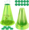 UQM 20 Pack Garden Cloches for Plants, Reusable Bell Plant Protector with Rotary Vent Cover, Garden Protection from Animals Snails Birds Chickens Insect, 9.18" H X 7.56" D (Green)