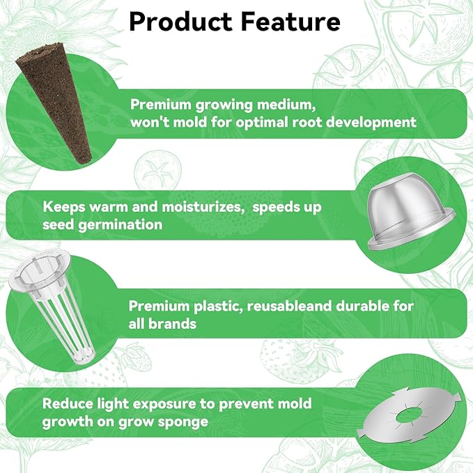 inbloom Organic Salad Seed Pod Kit for Hydroponics Growing System, Low-Calorie Food, 12-Pods (350 Seeds+, Include American Fast Lettuce, Butter Lettuce, Red Cherry Tomato and Golden Cherry Tomato)