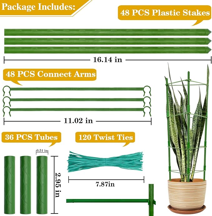 Halatool 63 Inch Tomato Cages, 4 Pack Adiustable Plant Cages Assembled Tomato Garden Cages Stakes Vegetable Support Trellis with 120 Feet Twist Tie, Snap-On for Vertical Climbing Plants