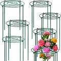 TCBWFY 8 Sets Peony Support Cage, 12" Dia x 24" High, Heavy Duty Metal Plant Support, Grow Through Hoops Grids, 4mm Legs, Green, Round