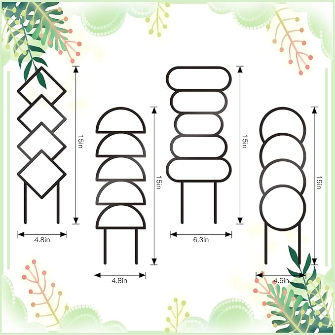 4 Pcs Trellises for Climbing Plants Indoor Metal Climbing Plant Support Metal Plant Trellis for Pots Garden Trellis for Climbing Plants for Plant Lovers (Style 2)