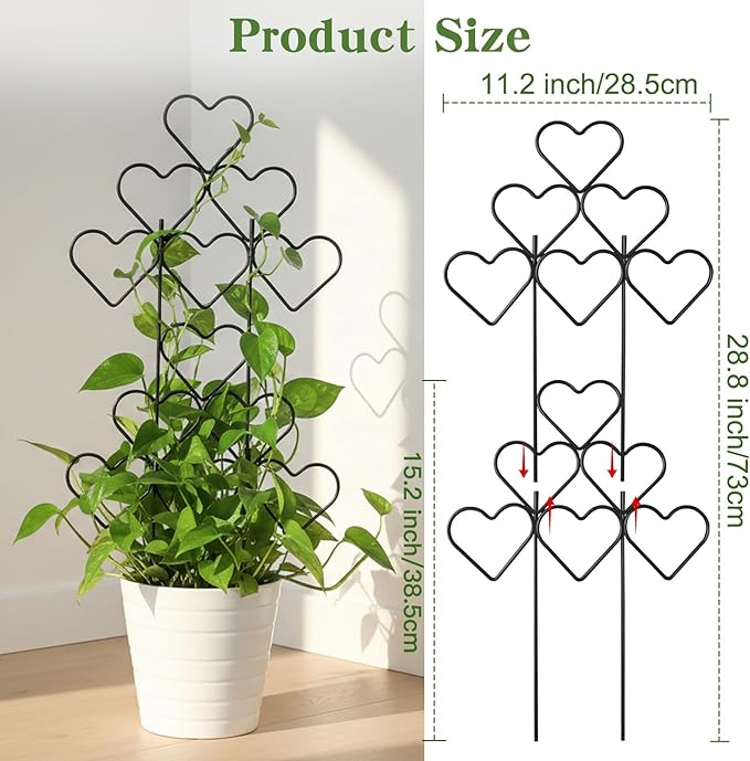 ZOUTOG 15 Inch Trellis for Climbing Plants Outdoor 3 Pack,Rustproof Metal Garden Trellis for Potted Plants,Sturdy Houseplant Support Indoor Outdoor for Ivy Pothos Monstera Hoya Flower Vine
