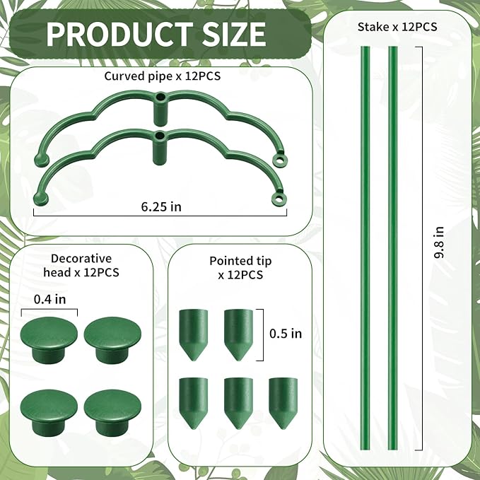 12 Pack Plant Support Stakes Sets - Versatile Plant Cages, Stackable Garden Flower Support， Small Plant Stakes for Indoor Plants,Tomato,Monstera, Peony, Hydrangea, Climbing Plants