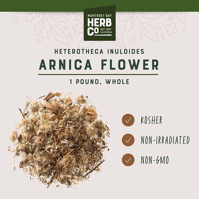Arnica Flowers Whole, by Herb Co, Used to Produce Infused Oils for Topical Use, 1 lb