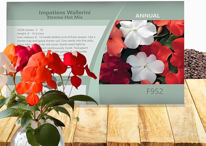Outsidepride Xtreme Hot Mix Impatiens Flower Seeds - 150 Pcs Annual, Compact & Pollinator Friendly, Impatiens Seeds for Planting w/Vibrant, Abundant Blooms for Shade Gardens & Container Displays