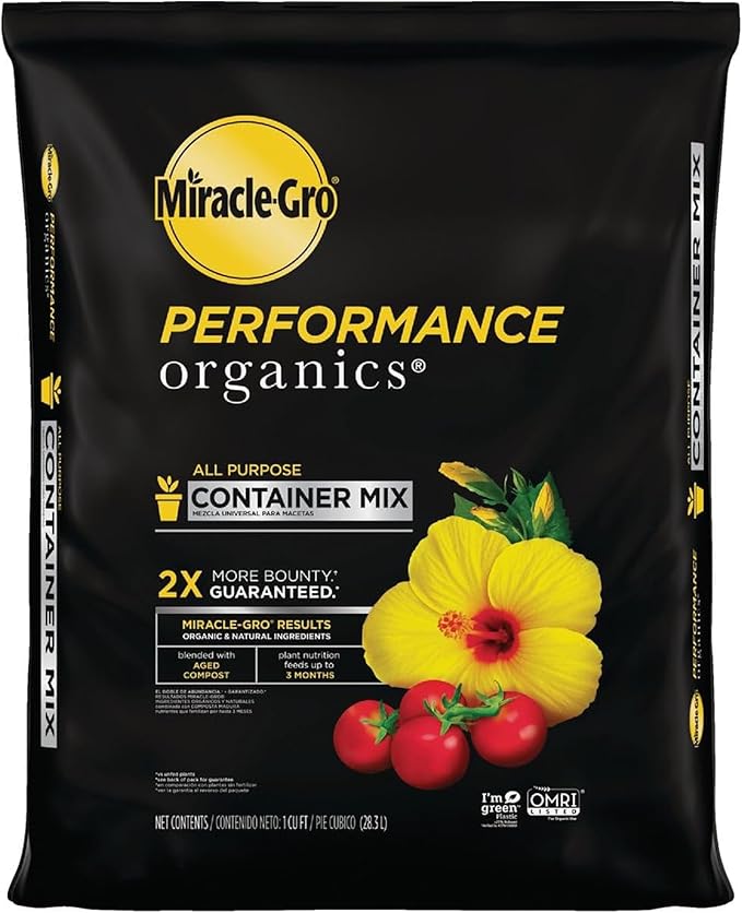 Miracle-Gro Performance Organics All Purpose Container Mix with Natural and Organic Ingredients, Feeds Container Grown Vegetables, Flowers and Herbs for up to 3 Months, 1 cu. ft.