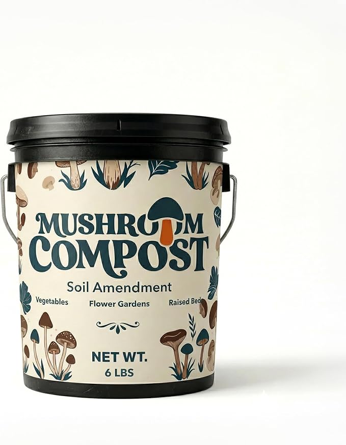 Mushroom Soil Compost Pail, Organic Nutrient-Rich Garden Soil for Vegetables, Flowers, Raised Beds, Lawn & Planting Mix (6 lb)