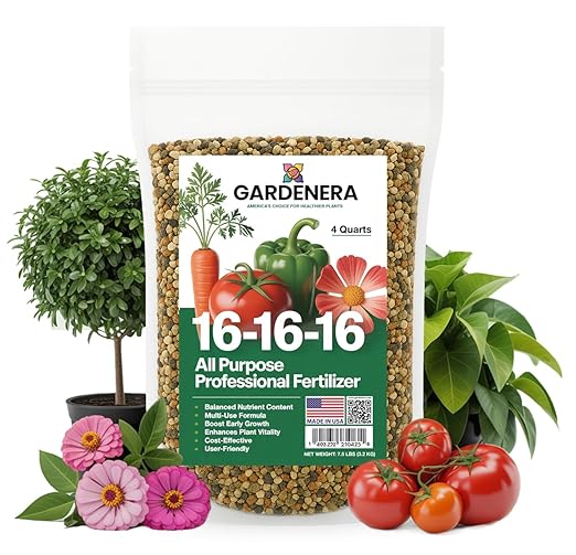 Gardenera 16-16-16 Premium All Purpose Professional Fertilizer - Lawn, Flower, Tree, Shrub & Vegetable Fertilizer (4 Quarts)
