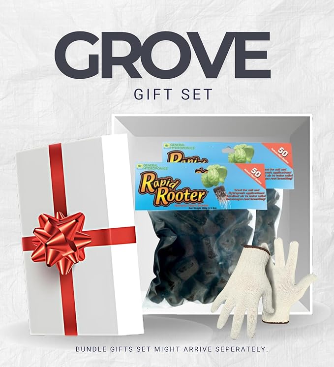 2x General Hydroponics Rapid Rooter Seed Starting Grow Plugs Bundle with Work Gloves – Supports Early Root Growth with Balanced Air-Water Plug Matrix for Cloning and Seed Starting – Gift Set (3 Items)