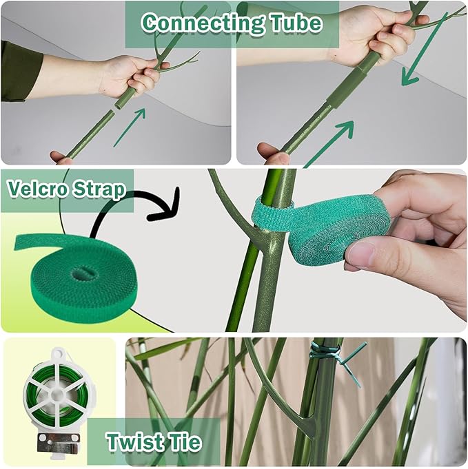 5 Pack Stackable Monstera Plant Support Stakes, Tall Twig Climbing Plant Pole Sticks Structures for Indoor/Outdoor Plants, Garden Accessories for Bird of Paradise, Pothos, Philodendron & Vine Plants