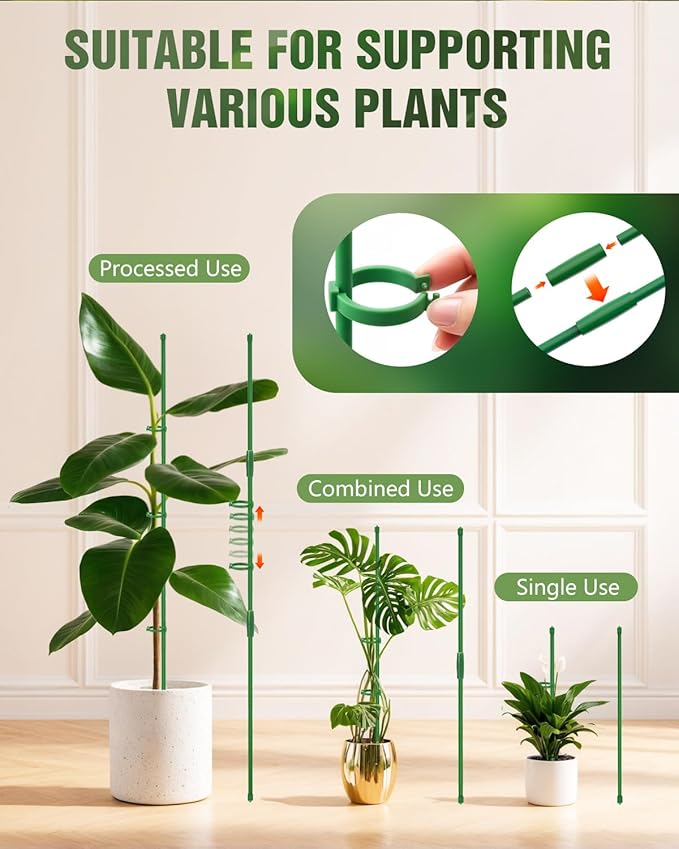 Joyhalo 30 Pack Plant Stakes for Indoor Plants, 16 Inch Garden Stakes, Adjustable Plant Support Sticks for Tall Plants As Tomatoes Beans Orchid Vegetable