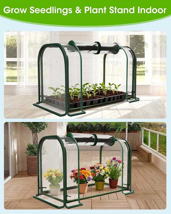 Mini Greenhouse Indoor Outdoor, 23.6*16.2*12.2 Inch Portable Tabletop Plant Greenhouse for Plant Growth and Seedling Propagation, Small Greenhouses for Garden Balcony Windowsill Home Use