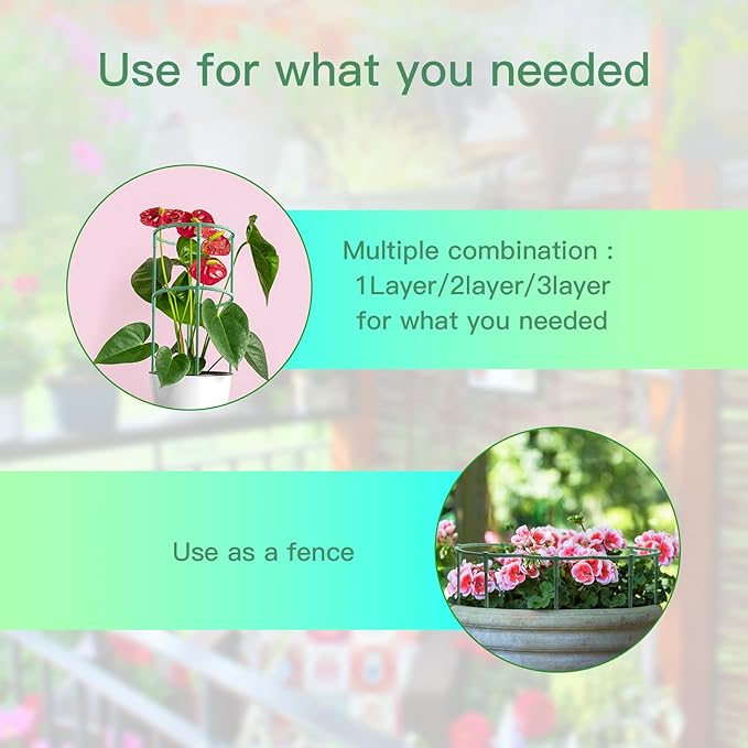 Zwish 3Pack 25.2Inch Plant Support Stakes with 20M Twist Ties for Tomato,Tomatoes Cages for Monstera, Peony, Hydrangea, Climbing Plants Indoor and Outdoor Plant
