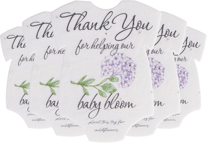Seed Bloom Onesie Seed Paper – 5 Hydrangea Shower Favors for Guests with Wildflower Seeds, Writable & Plantable, Shower Favor Gifts for Guest