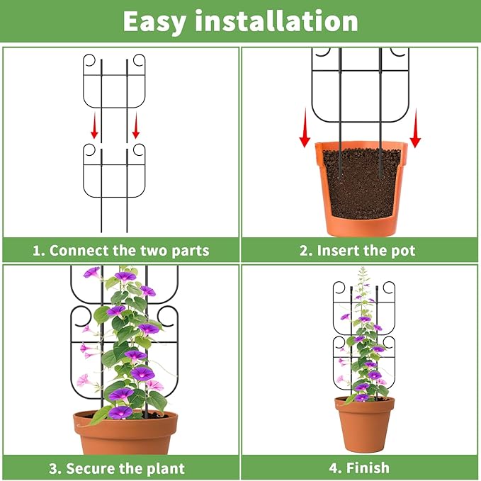 2 Pack Trellis for Climbing Plants Indoor, Expandable Small Metal Trellis for Potted Plants, Flowers Vine Ivy, Sturdy Houseplant Pothos Plant Climber Support